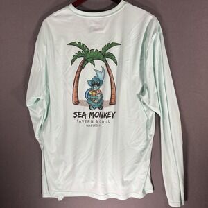 Sea Monkey Tavern‎ & Grill Long Sleeve T Shirt Moist Wickening Size XL Blue